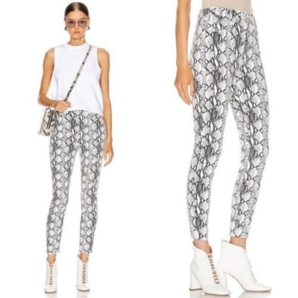 FRAME Denim Ali High Rise Cigarette Jeans Womens 24 Grey Python Skinny Fit NWT